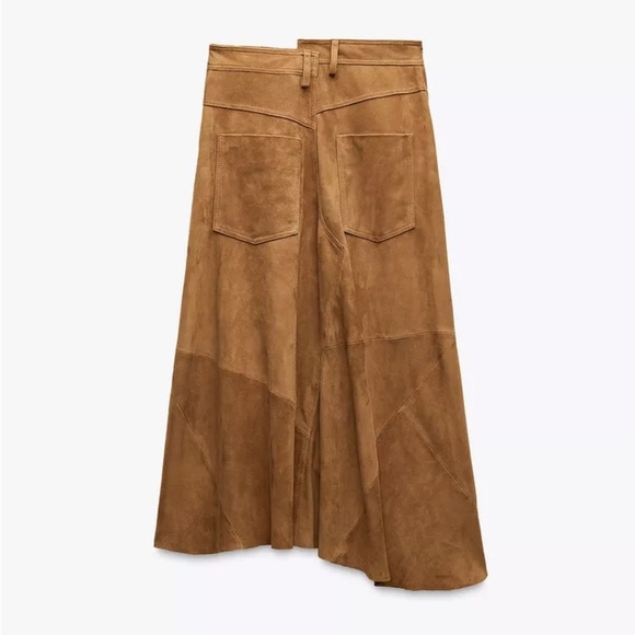 Zara 100% SUEDE SKIRT ZW COLLECTION LIMITED EDITION - Picture 2 of 8